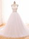 Eye-catching White Sleeveless Beading and Ruching Wedding Gowns