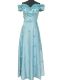 Light Blue Zipper Off The Shoulder Hand Made Flower Party Dress Taffeta Sleeveless