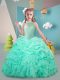 Floor Length Lace Up Little Girls Pageant Dress Wholesale Hot Pink and Apple Green for Military Ball and Sweet 16 and Quinceanera with Ruffles