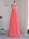Luxury Scoop Sleeveless Chiffon Wedding Party Dress Lace Zipper