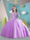 Amazing Ball Gowns Sleeveless Lavender Little Girls Pageant Dress Wholesale Brush Train Lace Up