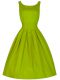 Designer Olive Green Lace Up Scoop Ruching Wedding Party Dress Taffeta Sleeveless