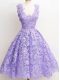 Low Price Lavender A-line Straps Sleeveless Lace Knee Length Zipper Lace Damas Dress