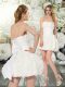 High Class Mini Length Ball Gowns Sleeveless White Wedding Gowns Lace Up