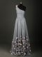 Chic Grey Backless Homecoming Party Dress Pleated and Belt and Hand Made Flower Sleeveless Floor Length