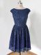 Royal Blue Bridesmaid Dresses Prom and Party and Wedding Party with Lace Scoop Cap Sleeves Lace Up