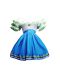 Ideal Scoop Short Sleeves Mini Length Ruffles Blue And White Taffeta