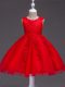 Latest Red Ball Gowns Scoop Sleeveless Tulle Knee Length Zipper Appliques Flower Girl Dresses for Less