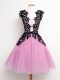 New Arrival Lilac Straps Lace Up Lace Damas Dress Sleeveless