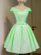 Edgy A-line Bridesmaid Gown Off The Shoulder Taffeta Cap Sleeves Knee Length Lace Up