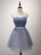 Blue Sleeveless Tulle Lace Up Wedding Party Dress for Prom and Party and Sweet 16