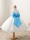 White Zipper Scoop Bowknot Party Dress Organza Sleeveless