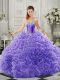 Modest Court Train Ball Gowns Quinceanera Dresses Lavender Sweetheart Organza Sleeveless Lace Up