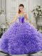 Modest Court Train Ball Gowns Quinceanera Dresses Lavender Sweetheart Organza Sleeveless Lace Up
