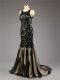 Admirable Lace and Appliques Prom Party Dress Black Zipper Sleeveless Brush Train