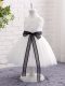 Glittering White Zipper Scoop Lace and Bowknot Flower Girl Dress Tulle Sleeveless