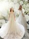 Luxurious Off The Shoulder Half Sleeves Flower Girl Dresses for Less Court Train Lace White Tulle