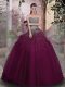 Sleeveless Floor Length Beading Lace Up Sweet 16 Dress with Purple