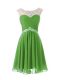 Scoop Cap Sleeves Chiffon Prom Party Dress Beading Zipper