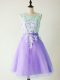 Tulle Sleeveless Knee Length Bridesmaid Dress and Lace