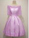 Dynamic Half Sleeves Knee Length Lace Lace Up Dama Dress with Lilac