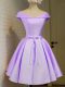 Lovely Cap Sleeves Knee Length Belt Lace Up Damas Dress with Lavender