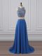 Blue Sleeveless Chiffon Zipper Prom Dresses for Prom and Party