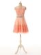 A-line Peach Scoop Tulle Sleeveless Mini Length Zipper