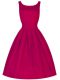 Fabulous Sleeveless Knee Length Ruching Lace Up Damas Dress with Fuchsia