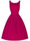 Fabulous Sleeveless Knee Length Ruching Lace Up Damas Dress with Fuchsia