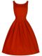 A-line Bridesmaids Dress Red Scoop Taffeta Sleeveless Knee Length Lace Up
