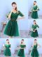 Tulle V-neck Half Sleeves Backless Lace Wedding Guest Dresses in Green