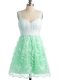 Exquisite Apple Green Lace Up Straps Lace Bridesmaid Gown Lace Sleeveless