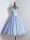Exceptional Mini Length Lavender Quinceanera Court Dresses Lace Sleeveless Lace