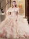 Peach Quinceanera Dress Scoop Sleeveless Brush Train Lace Up