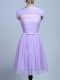 Trendy Lavender Strapless Neckline Belt Dama Dress Sleeveless Side Zipper