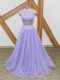 Scoop Sleeveless Homecoming Dress Floor Length Beading Lavender Tulle