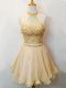 Beading Dama Dress for Quinceanera Champagne Lace Up Sleeveless Knee Length