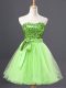 Affordable Yellow Green Zipper Homecoming Dress Sashes ribbons and Sequins Sleeveless Mini Length