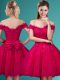 Red Cap Sleeves Knee Length Lace and Belt Lace Up Quinceanera Dama Dress