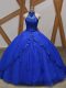 Sophisticated Royal Blue Sleeveless Appliques Lace Up Quinceanera Dresses