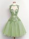 Sleeveless Lace Up Knee Length Lace Quinceanera Court of Honor Dress
