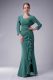 Green Sleeveless Beading Floor Length Mother Dresses