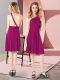 Wonderful Mini Length Empire Sleeveless Fuchsia Bridesmaid Dresses Criss Cross