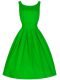 Green Taffeta Lace Up Bridesmaid Dress Sleeveless Knee Length Ruching