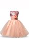 Scoop Sleeveless Organza Flower Girl Dresses Sequins and Hand Made Flower Zipper