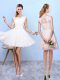 Stylish White Lace Up Bridesmaid Dresses Lace and Appliques Sleeveless Knee Length