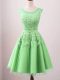 Green Tulle Lace Up Bridesmaid Dress Sleeveless Knee Length Lace