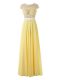 Captivating Floor Length Empire Sleeveless Yellow Prom Party Dress Side Zipper