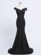 Suitable Black Sleeveless Chiffon and Tulle Brush Train Zipper Prom Party Dress for Prom and Party and Military Ball